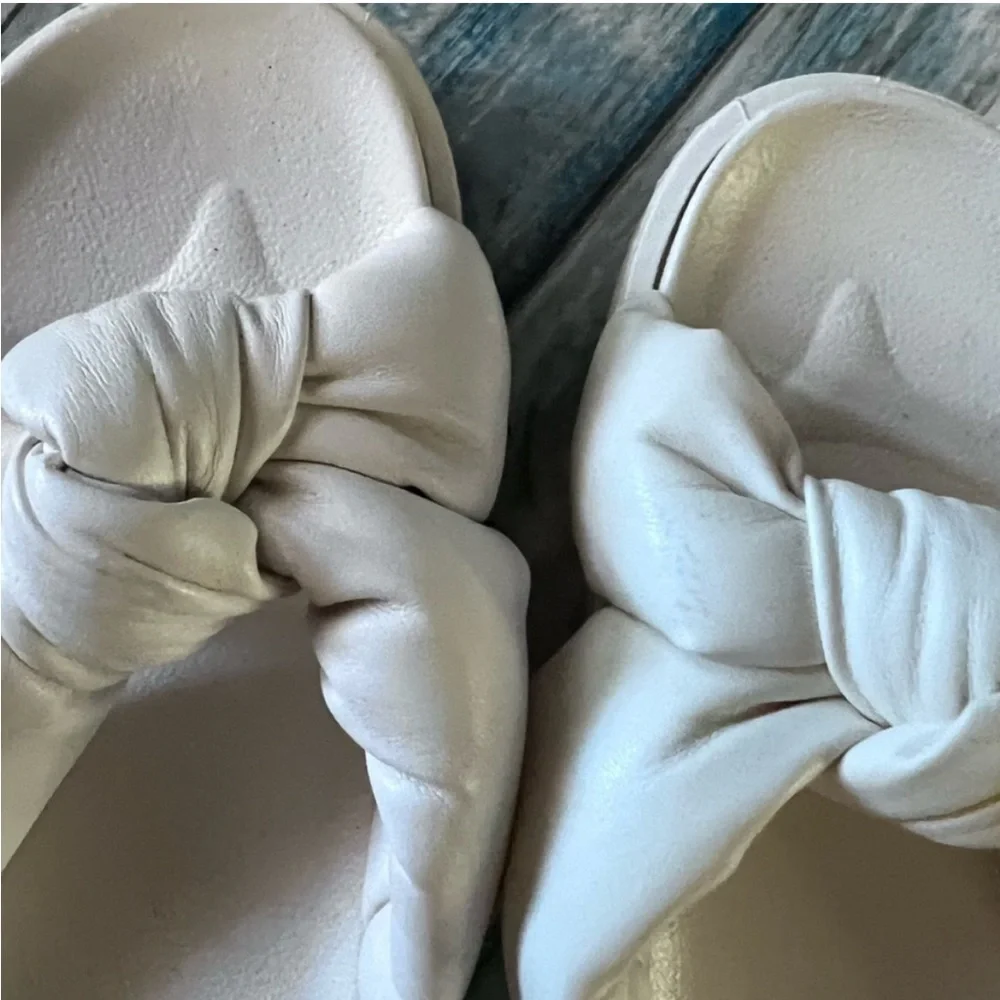 wellsfountn comfort slides white knot top size ladies 9